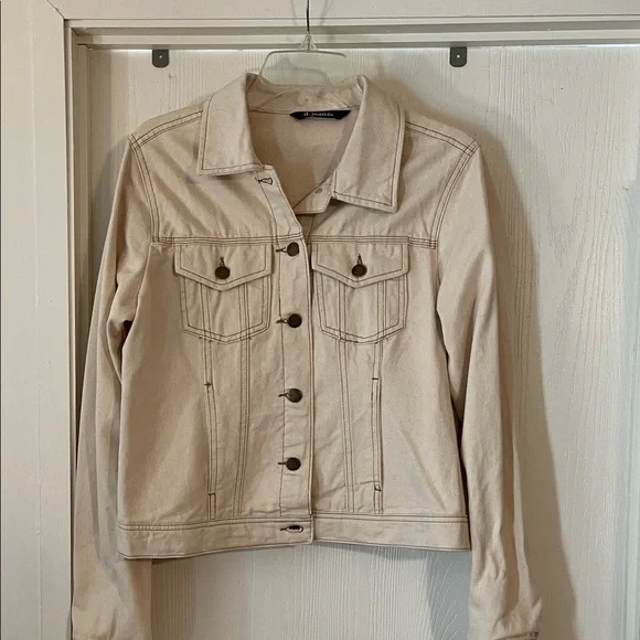 d. Jeans Classic Cream Denim Jacket Large - Picture 1 of 9
